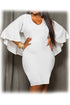White Textured Knit Flattering Cape Dress